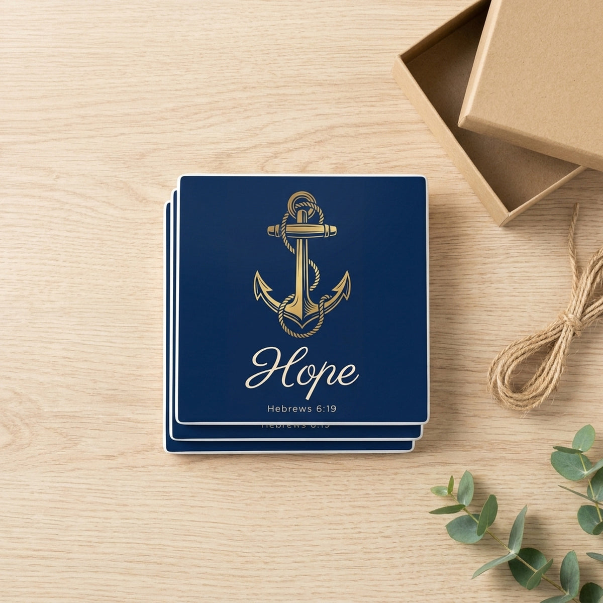 Anchor Hope Hebrews ceramic coasters set of 4, gift set