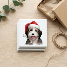 Bearded Collie Puppy Drawing ceramic coasters set of 4, gift set