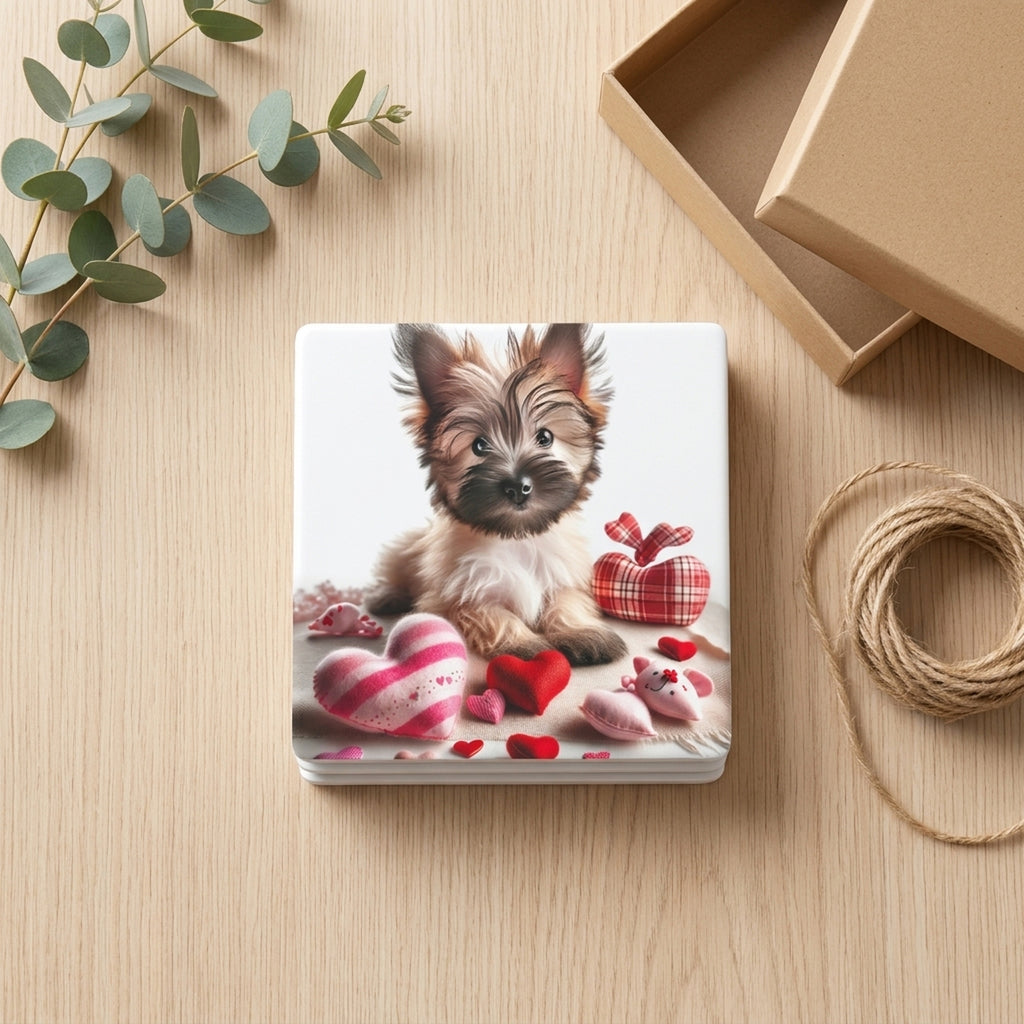 Cairn Terrier ceramic coasters set of 4, gift set