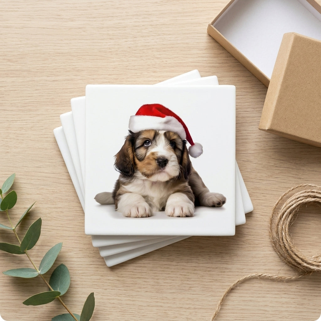 Petit Basset Griffon Vendéen Puppy ceramic coasters set of 4, gift set