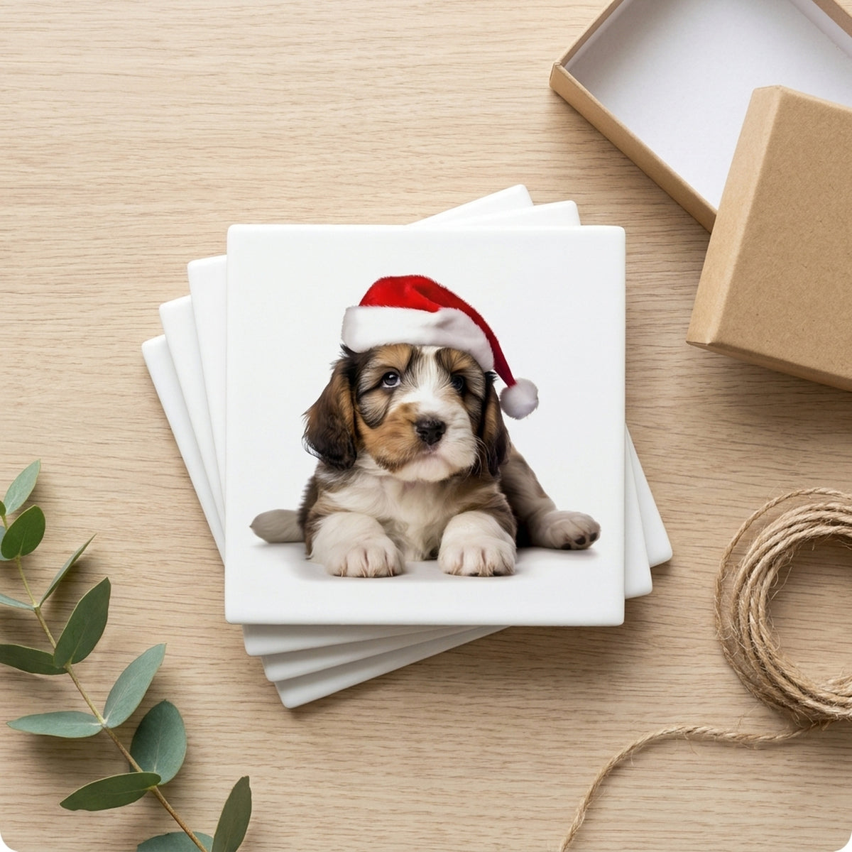 Petit Basset Griffon Vendéen Puppy ceramic coasters set of 4, gift set