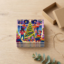 Rainbow Christmas Celebration ceramic coasters set of 4, gift set