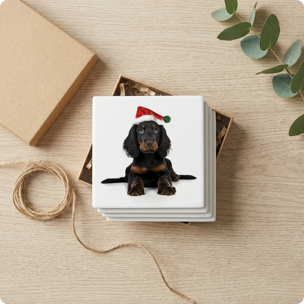 Gordon Setter Puppy ceramic coasters set of 4, gift set