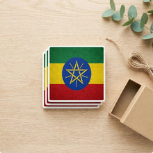 Ethiopia Flag Pride ceramic coasters set of 4, gift set