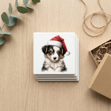 Collie Puppy Drawing ceramic coasters set of 4, gift set