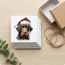 German Wirehaired Pointer Puppy Drawing ceramic coasters set of 4, gift set