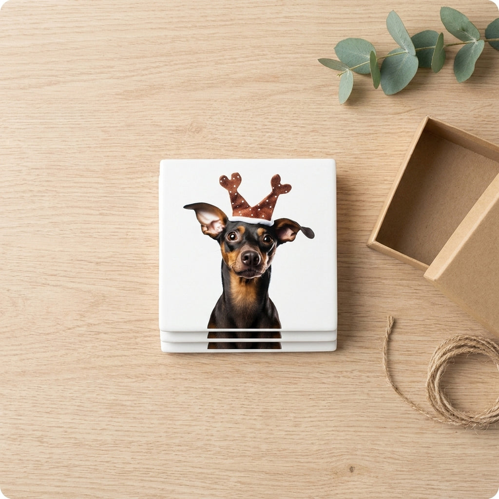 German Pinscher ceramic coasters set of 4, gift set