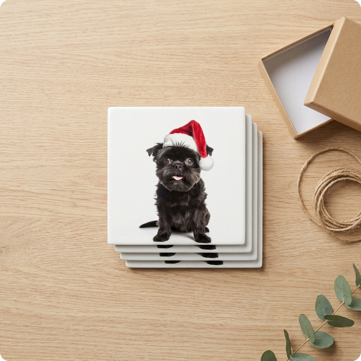 Affenpinscher ceramic coasters set of 4, gift set