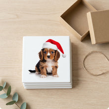 Cavalier King Charles Spaniel Puppy ceramic coasters set of 4, gift set