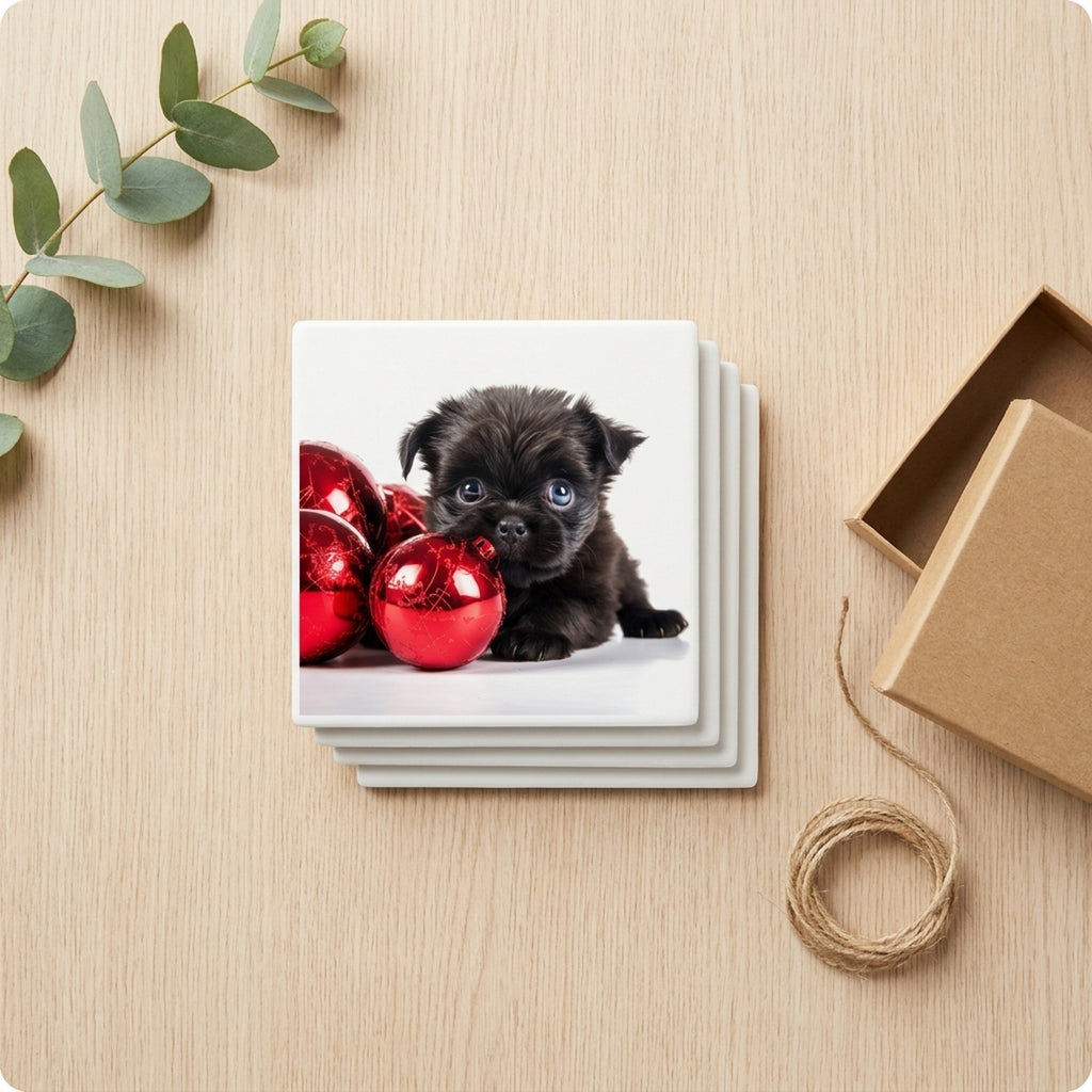 Affenpinscher Puppy ceramic coasters set of 4, gift set