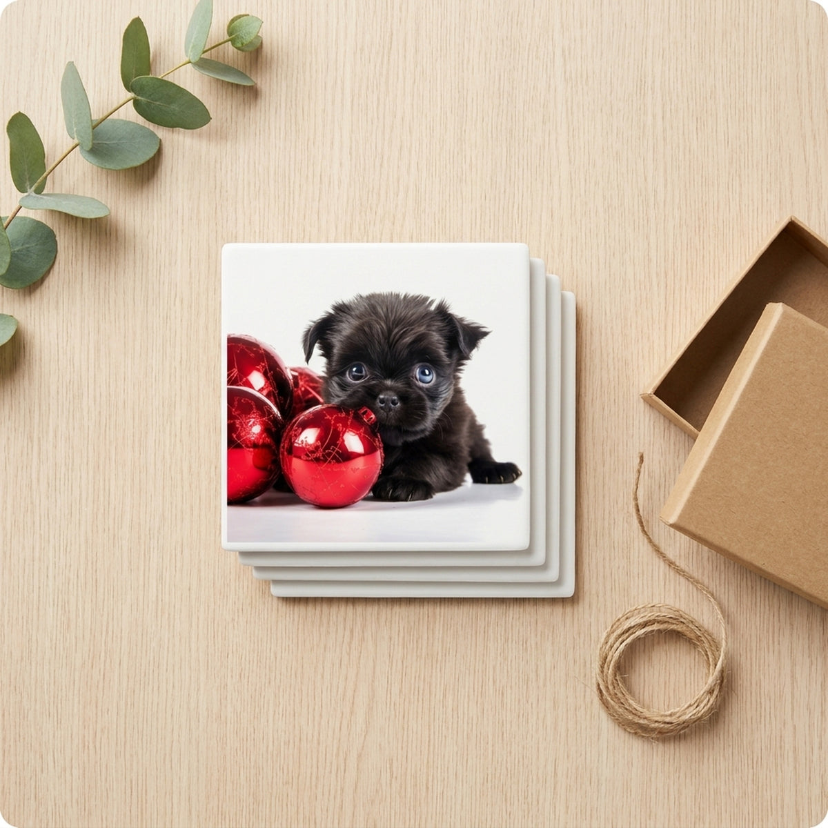 Affenpinscher Puppy ceramic coasters set of 4, gift set