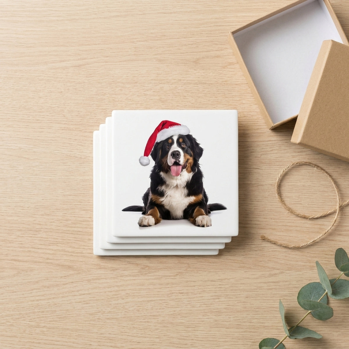 Greater Swiss Mountain Dog ceramic coasters set of 4, gift set