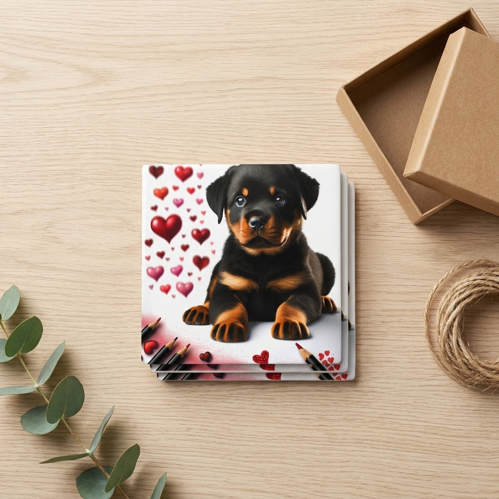 Rottweiler ceramic coasters set of 4, gift set