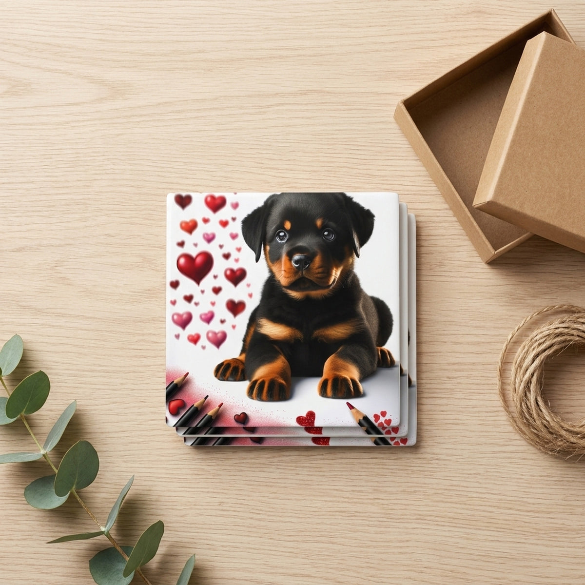 Rottweiler ceramic coasters set of 4, gift set