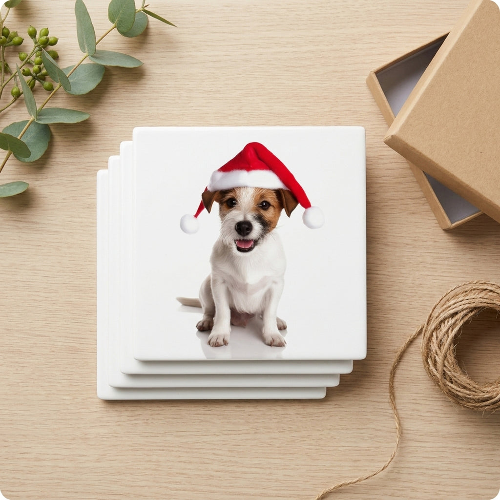 Parson Russell Terrier ceramic coasters set of 4, gift set