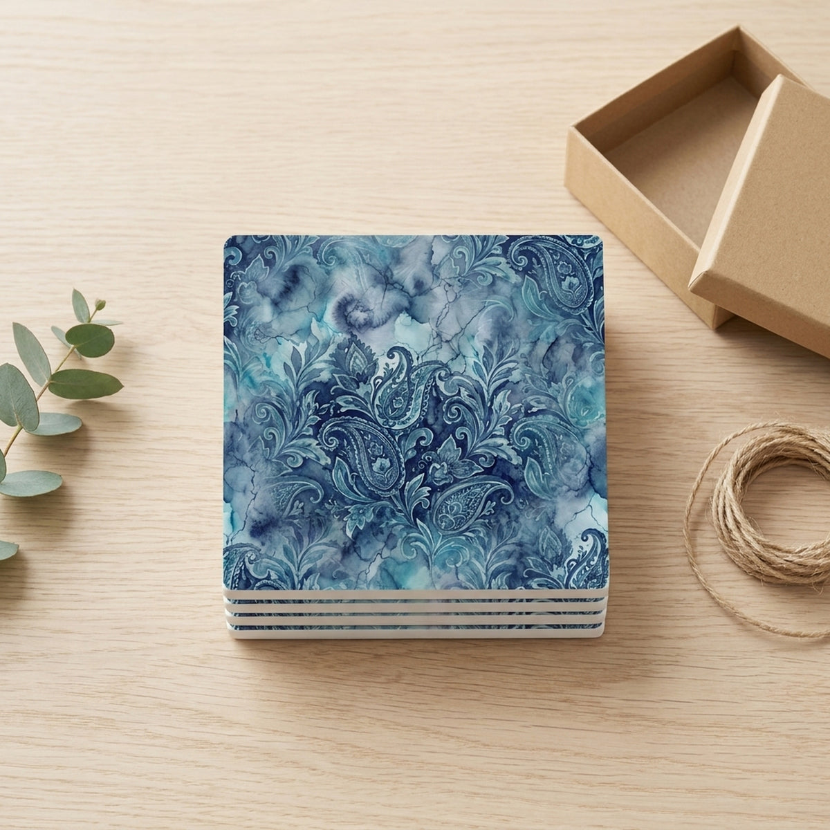 Paisley ceramic coasters set of 4, gift set