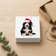 Polish Lowland Sheepdog Puppy ceramic coasters set of 4, gift set