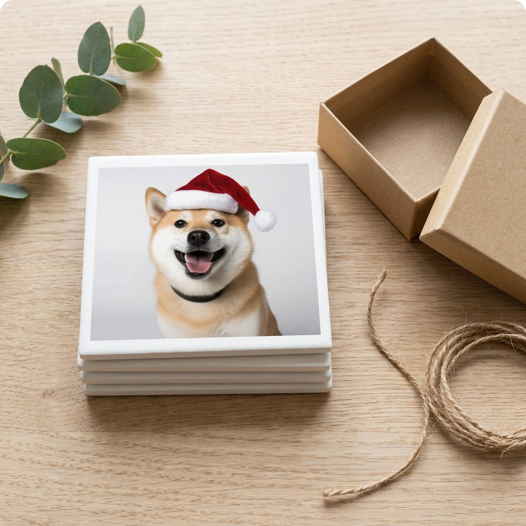 Shiba Inu ceramic coasters set of 4, gift set