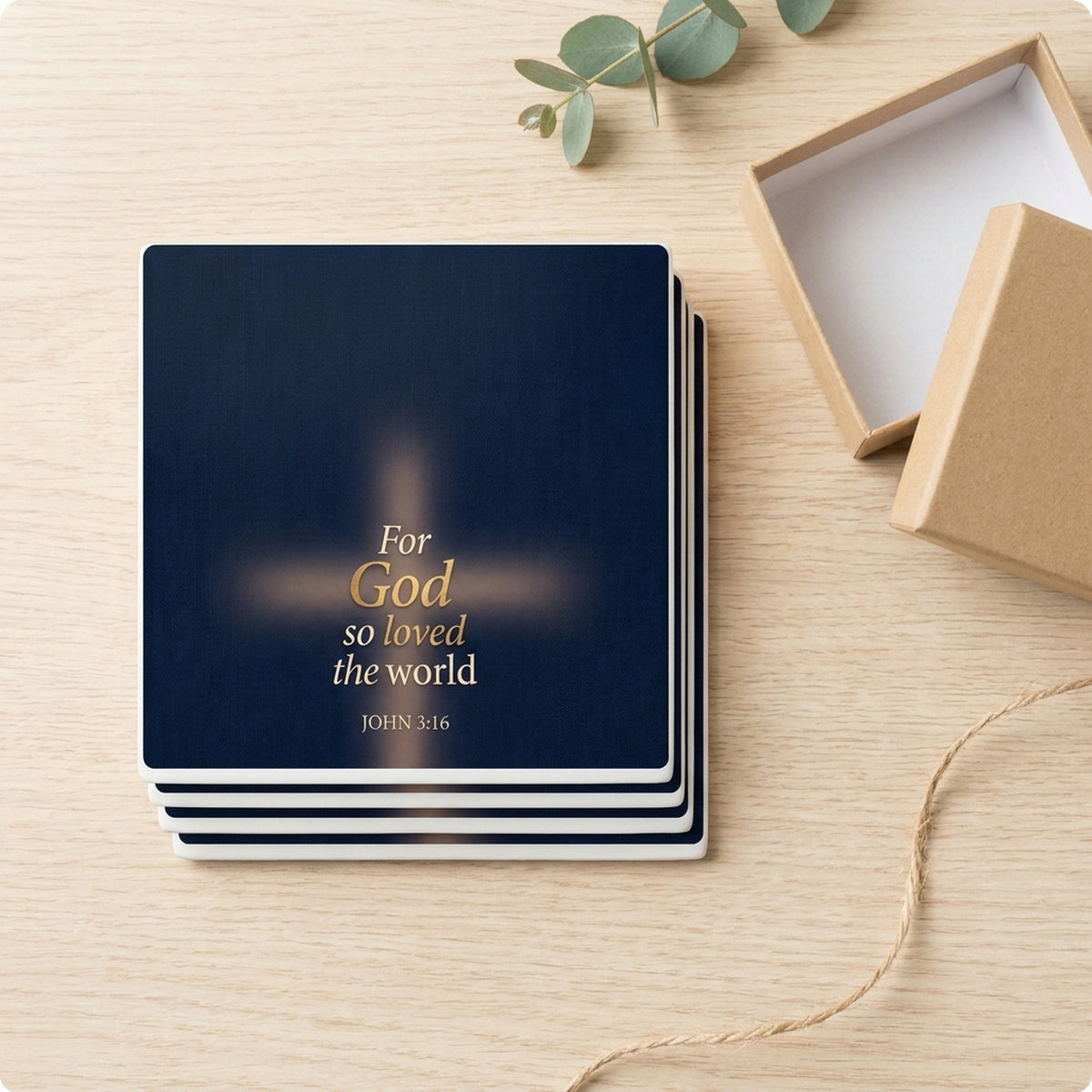 John 3:16 ceramic coasters set of 4, gift set