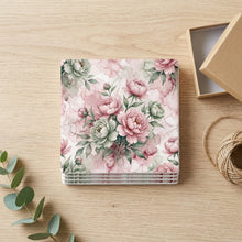 Watercolor Peony Floral ceramic coasters set of 4, gift set