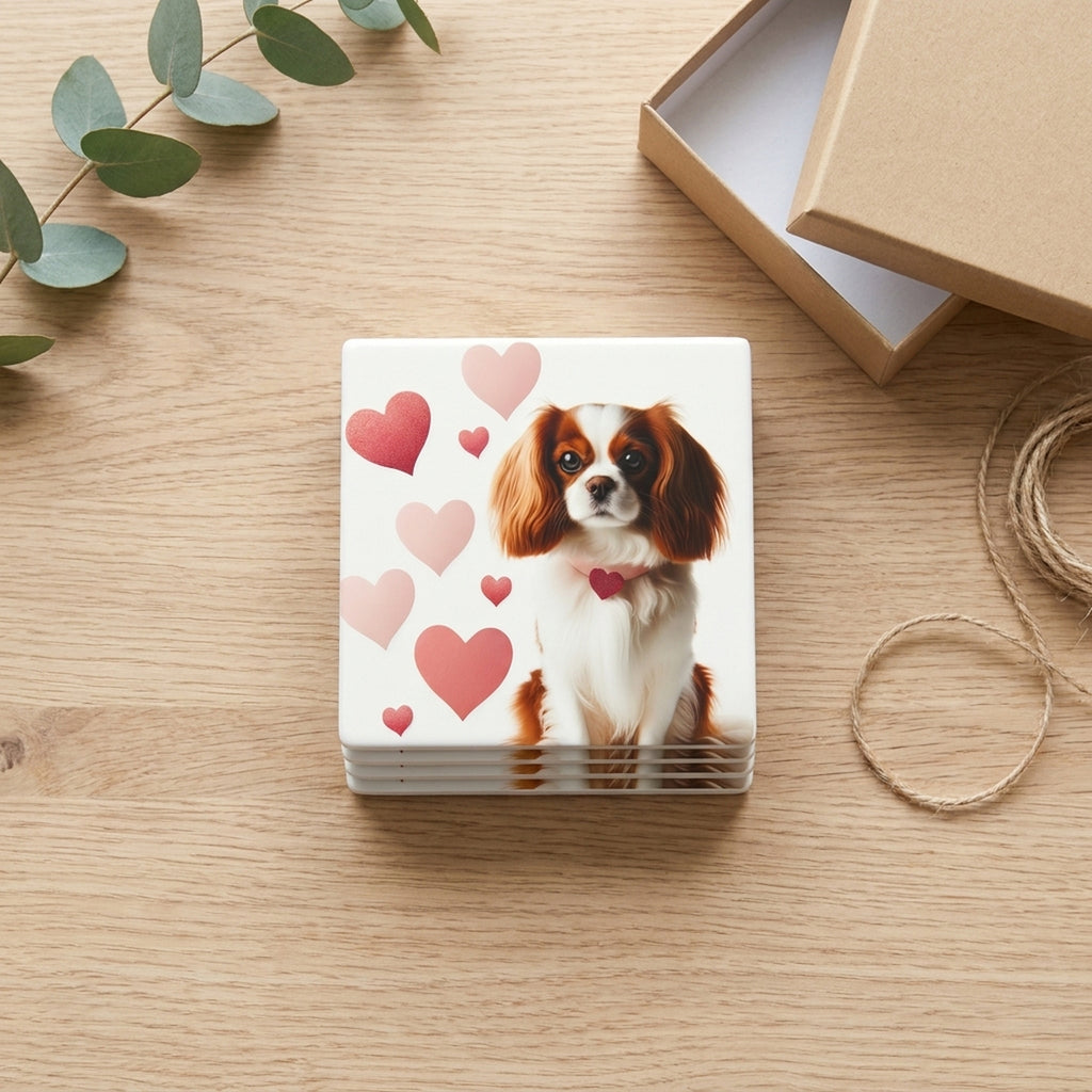 Cavalier King Charles Spaniel ceramic coasters set of 4, gift set