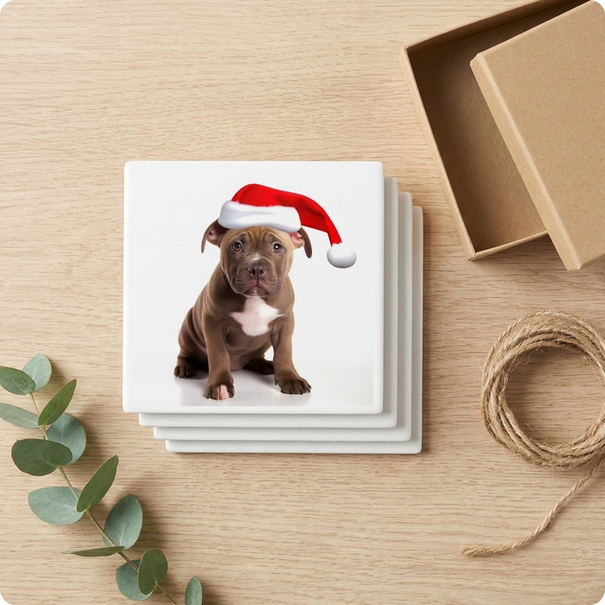 Staffordshire Bull Terrier ceramic coasters set of 4, gift set