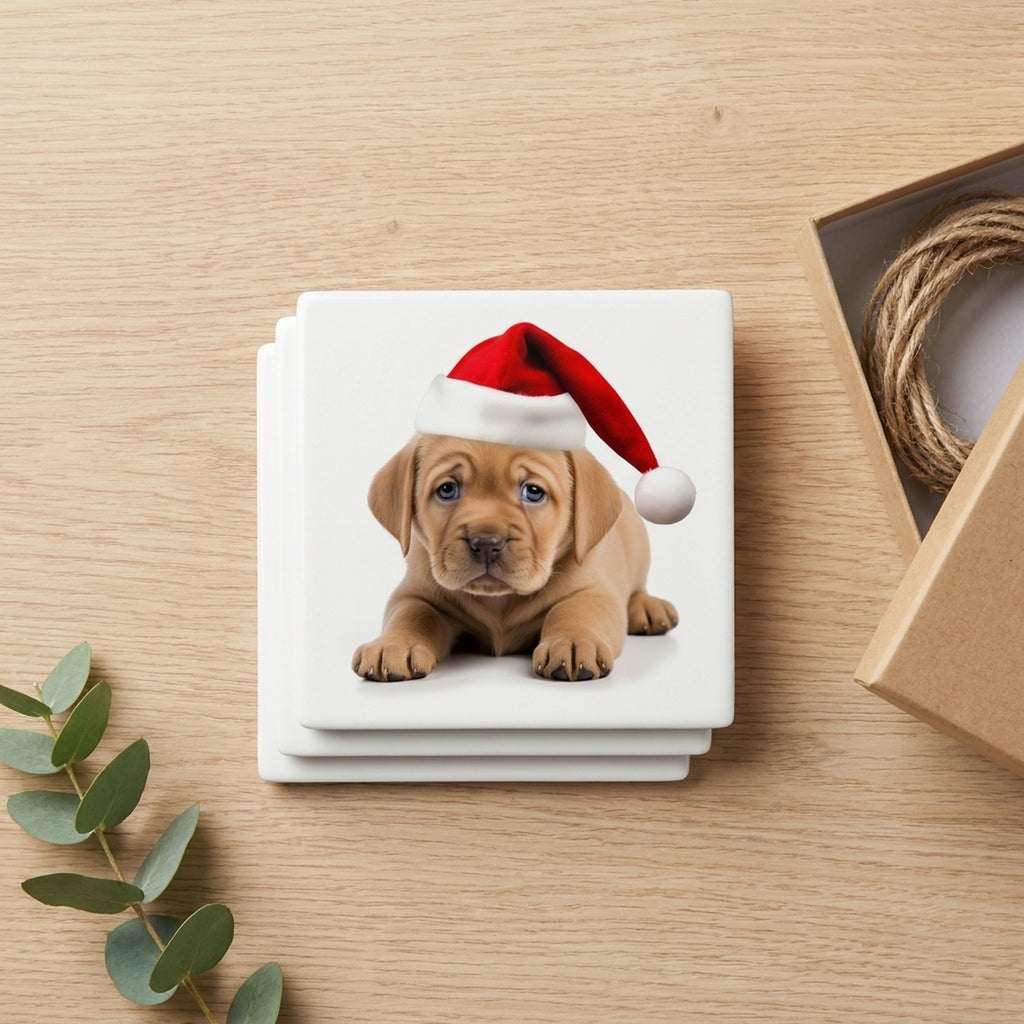 Pulik Puppy ceramic coasters set of 4, gift set