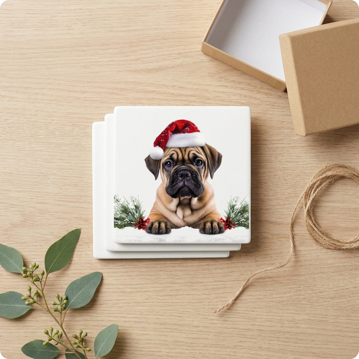 Bullmastiff Puppy ceramic coasters set of 4, gift set