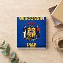 Wisconsin State Flag ceramic coasters set of 4, gift set