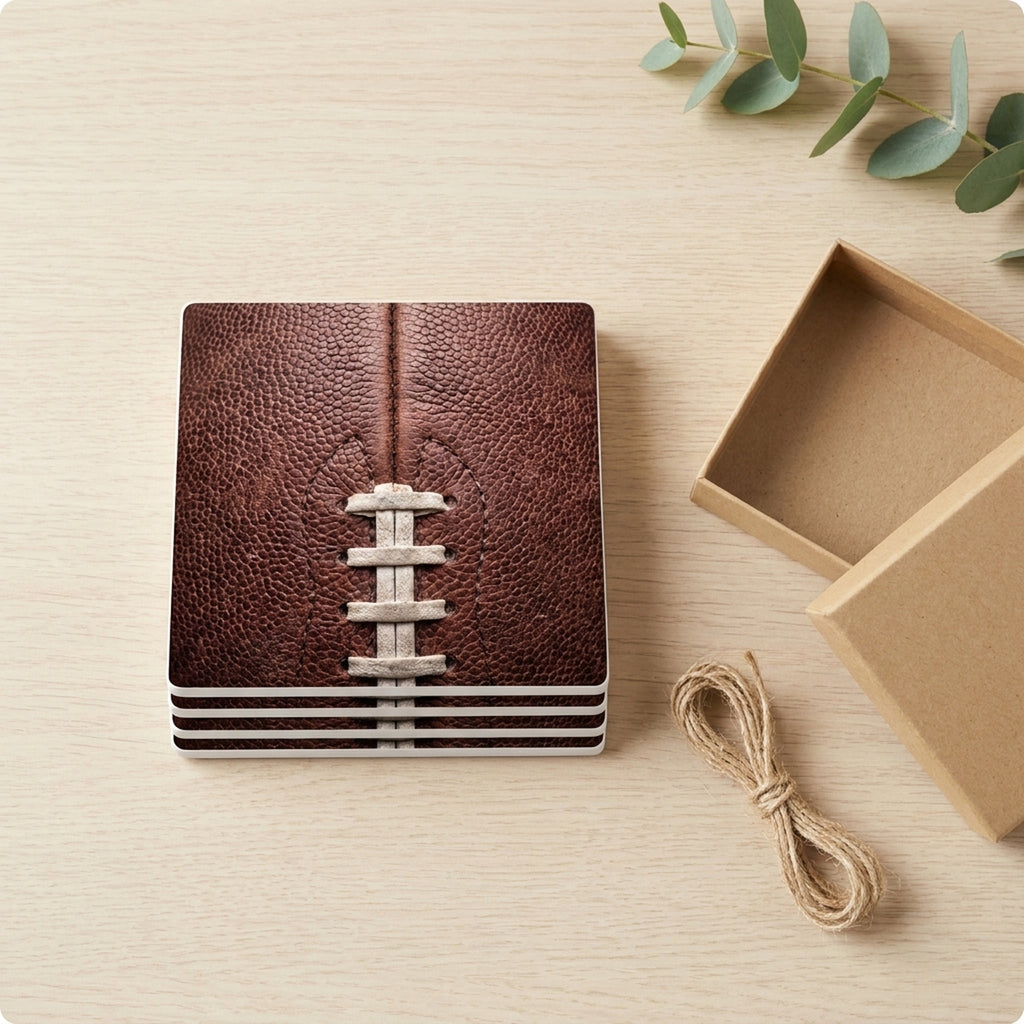 Football Pigskin ceramic coasters set of 4, gift set