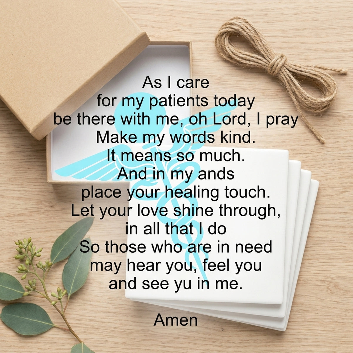 A Nurse's Prayer ceramic coasters set of 4, gift set