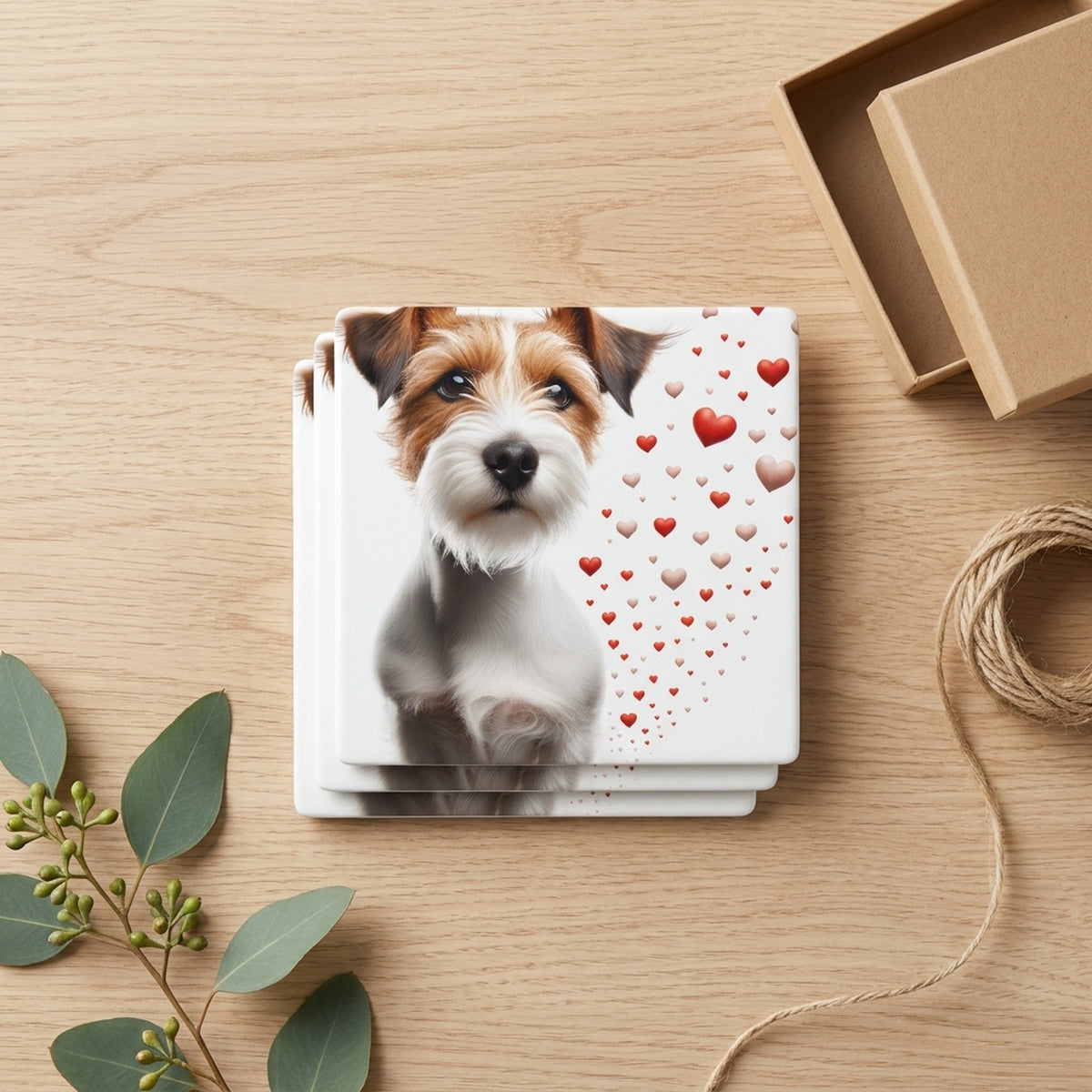 Jack Russell Terrier ceramic coasters set of 4, gift set