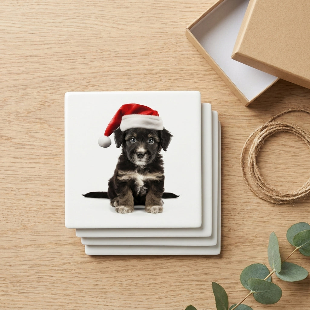 Mudi Puppy ceramic coasters set of 4, gift set