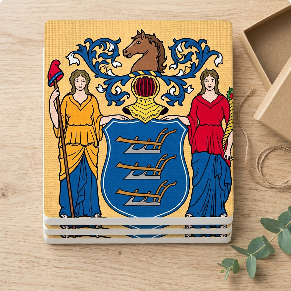 New Jersey State Flag ceramic coasters set of 4, gift set