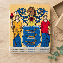 New Jersey State Flag ceramic coasters set of 4, gift set