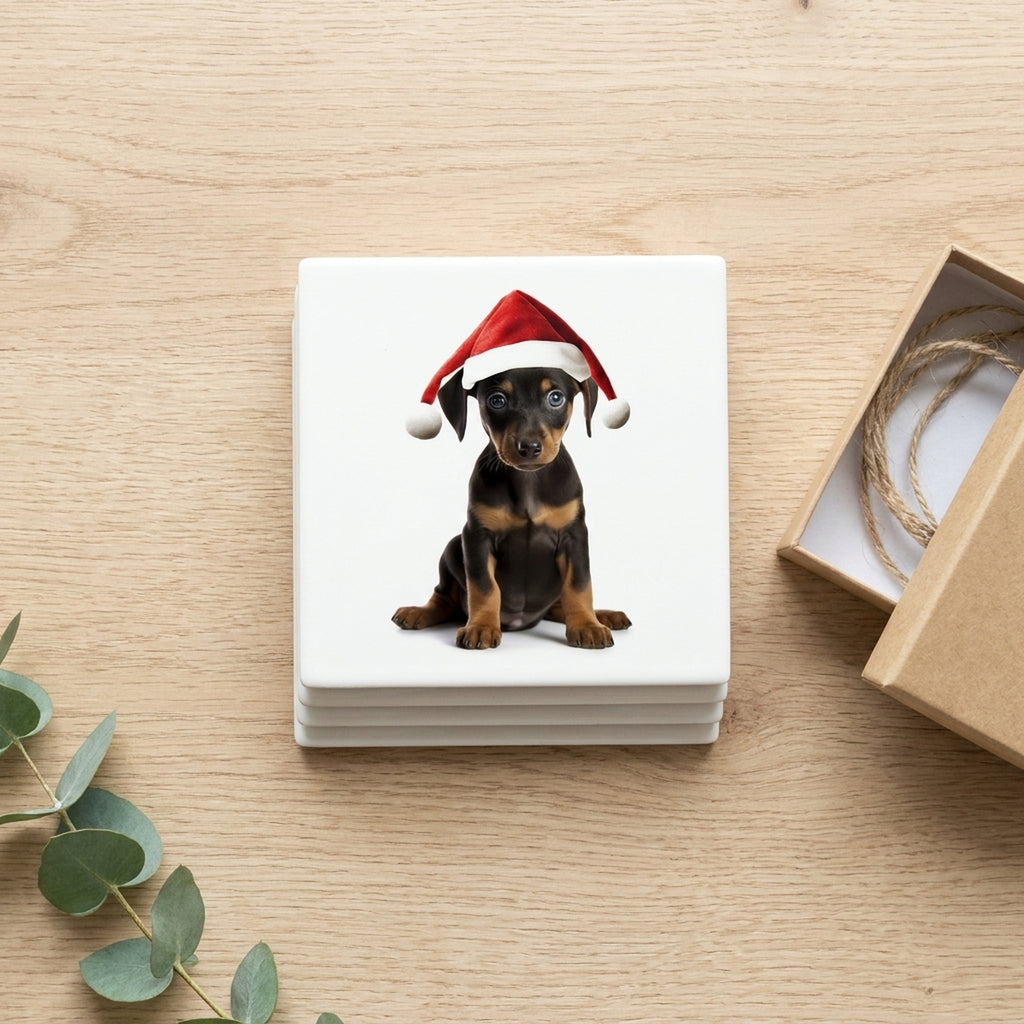 German Pinscher Puppy ceramic coasters set of 4, gift set