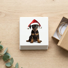 German Pinscher Puppy ceramic coasters set of 4, gift set