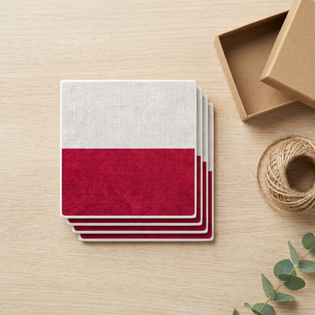 Poland Flag Pride ceramic coasters set of 4, gift set