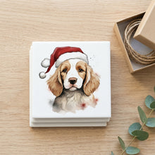 Clumber Spaniel Puppy Drawing ceramic coasters set of 4, gift set