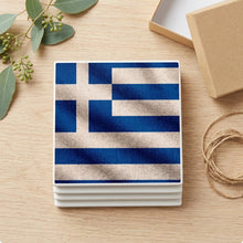Greece Flag Pride ceramic coasters set of 4, gift set