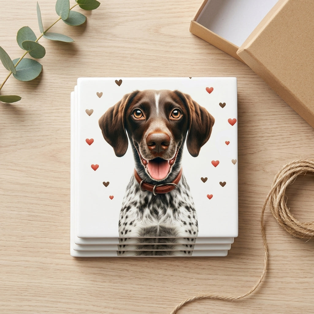 German Shorthaired Pointer ceramic coasters set of 4, gift set
