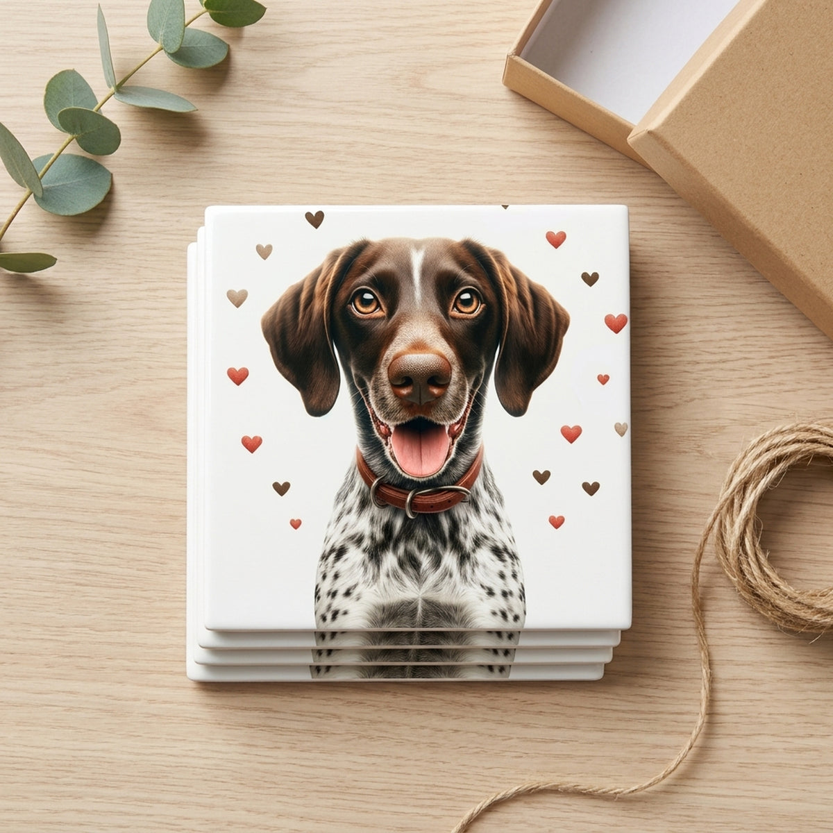 German Shorthaired Pointer ceramic coasters set of 4, gift set