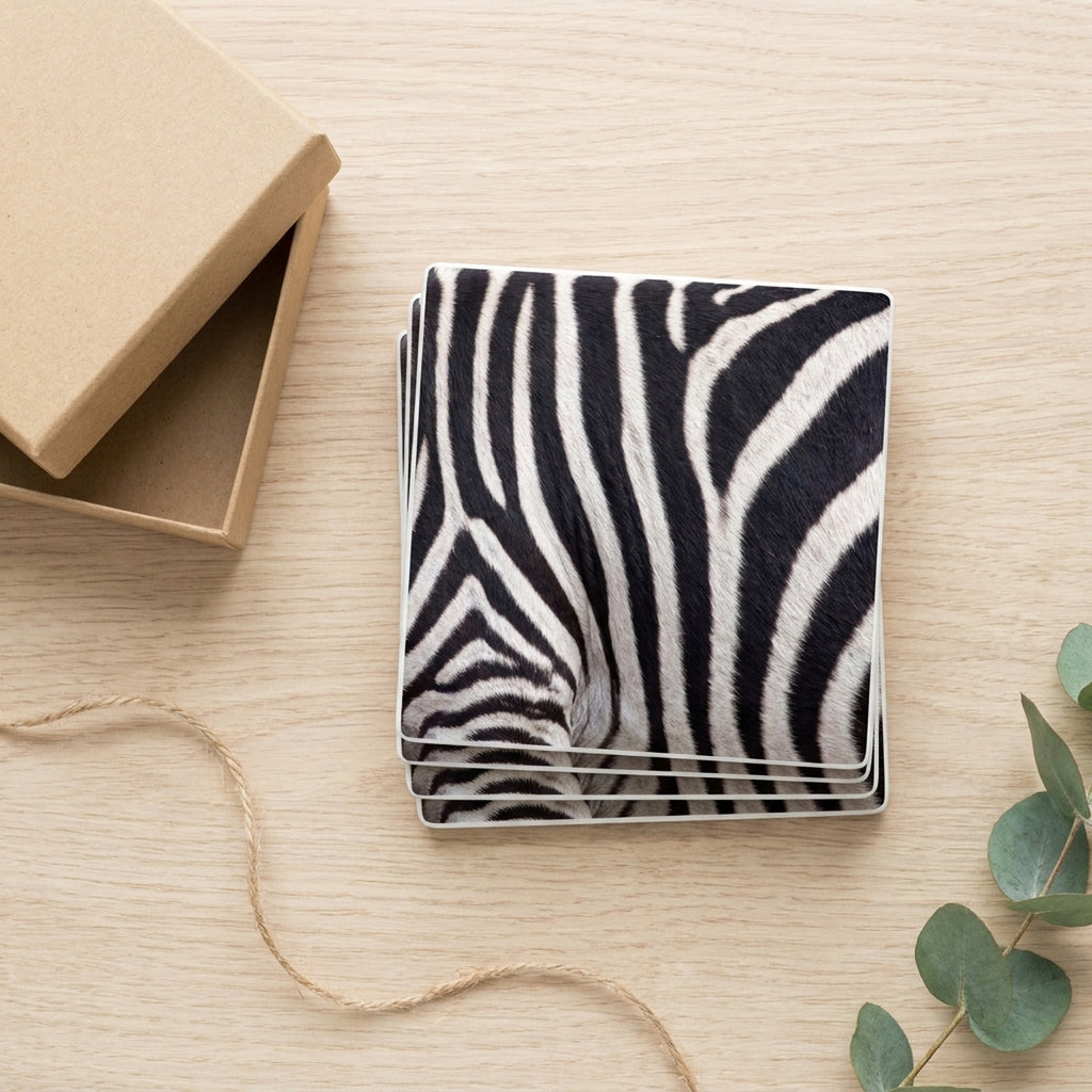 Zebra Stripe ceramic coasters set of 4, gift set