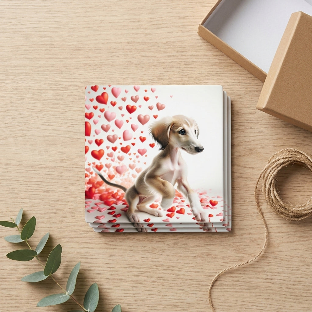 Saluki ceramic coasters set of 4, gift set