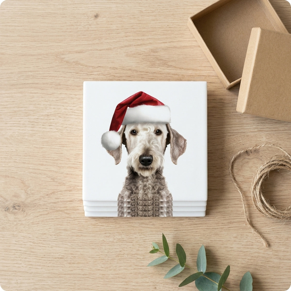 Bedlington Terrier ceramic coasters set of 4, gift set