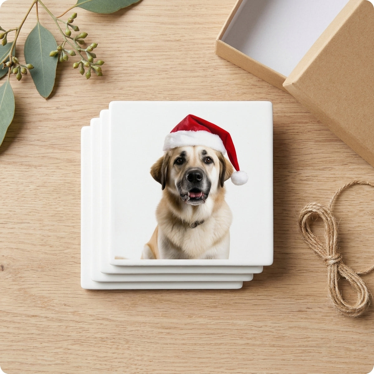 Anatolian Shepherd Dog ceramic coasters set of 4, gift set