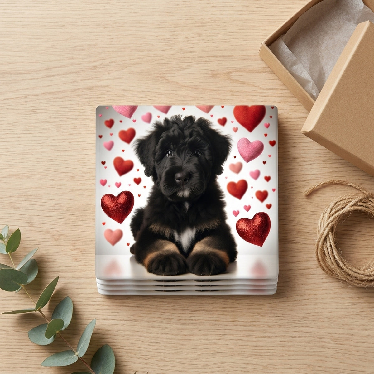 Bernedoodle ceramic coasters set of 4, gift set