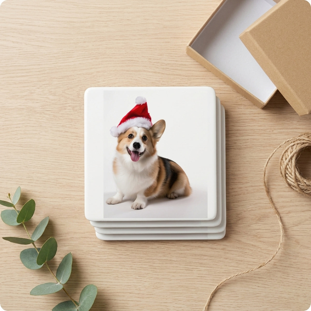 Pembroke Welsh Corgi ceramic coasters set of 4, gift set