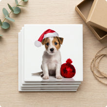 Parson Russell Terrier Puppy ceramic coasters set of 4, gift set