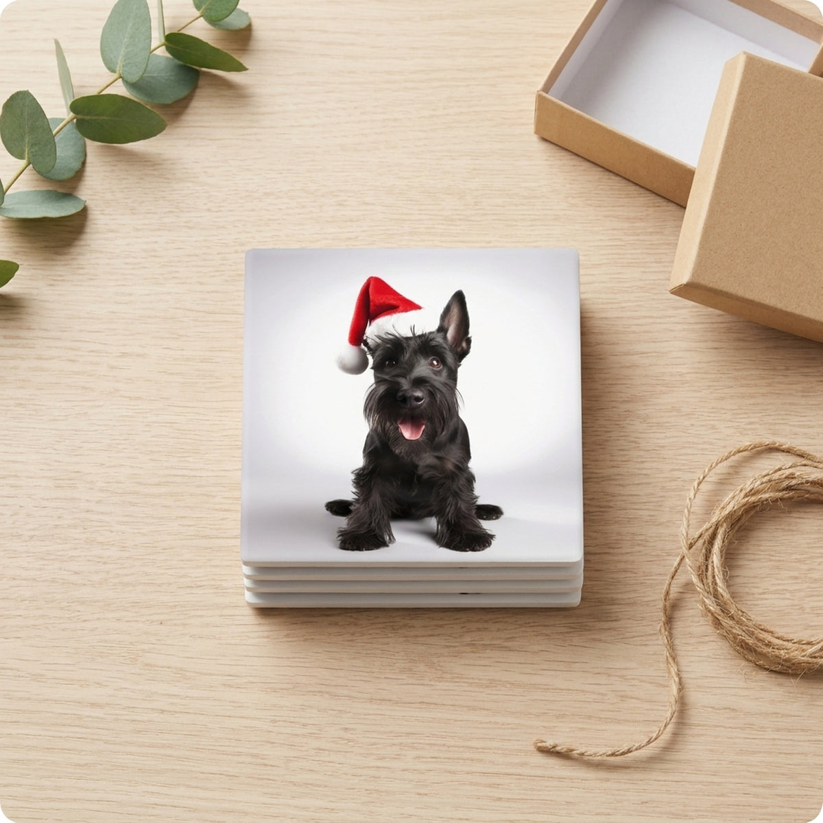 Scottish Terrier ceramic coasters set of 4, gift set